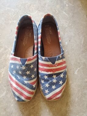 Toms Slip-On Shoes in Blue, Red & White Stars & Stripes